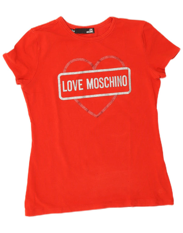 Moschino Mujer Camiseta Gráfica Top UK 12 Medium Rojo Algodón