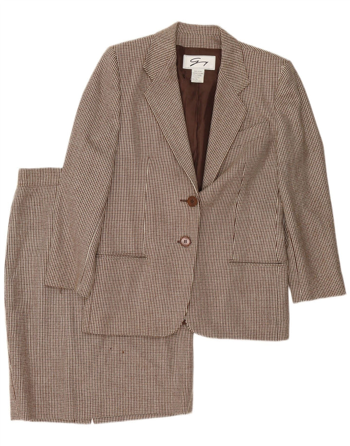 Genny Conjunto de falda de 2 piezas con 2 botones para mujer UK 14 Medium W32 Brown Houndstooth