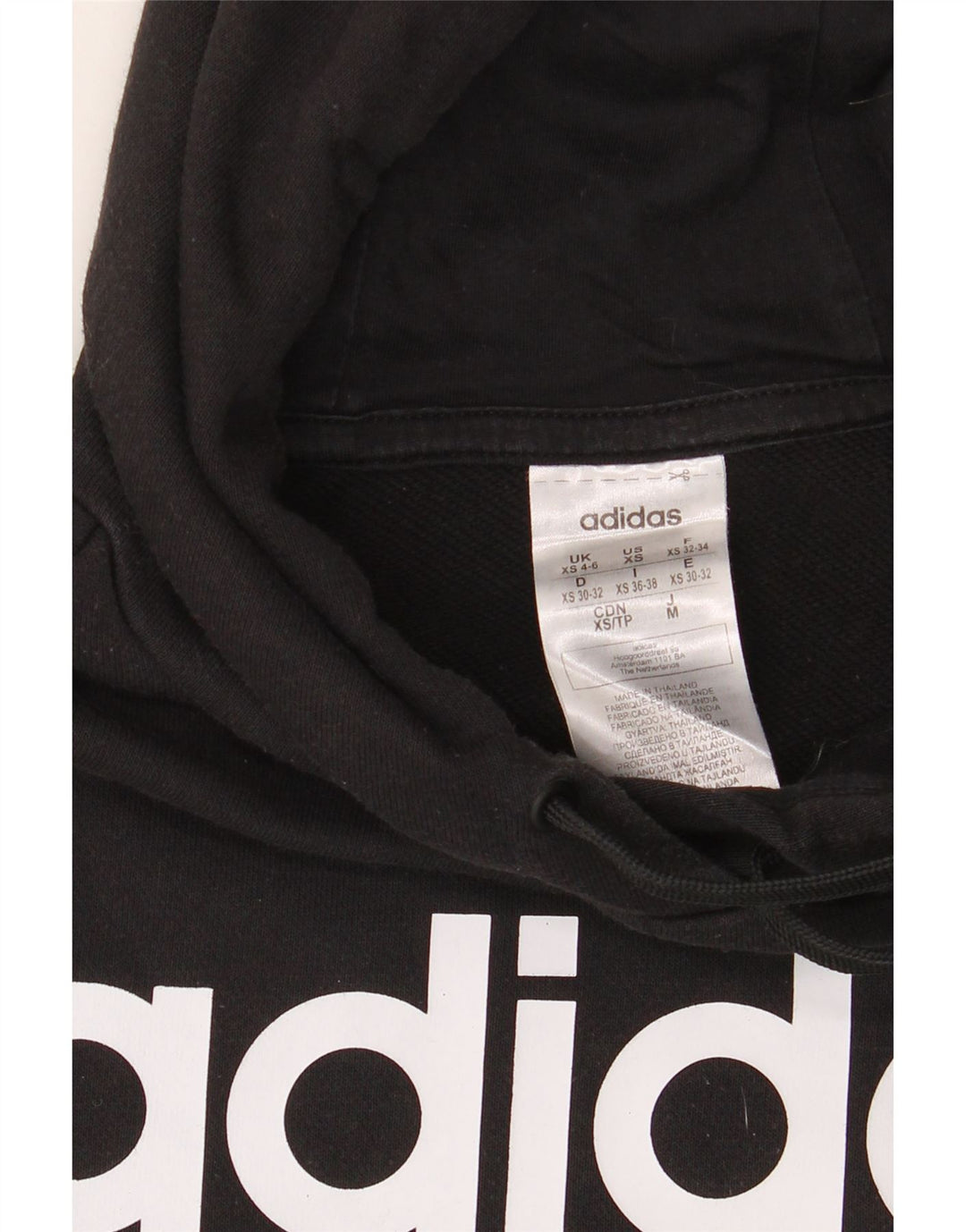 ADIDAS Jersey con capucha gráfico extragrande para mujer UK 4/6 XS Negro
