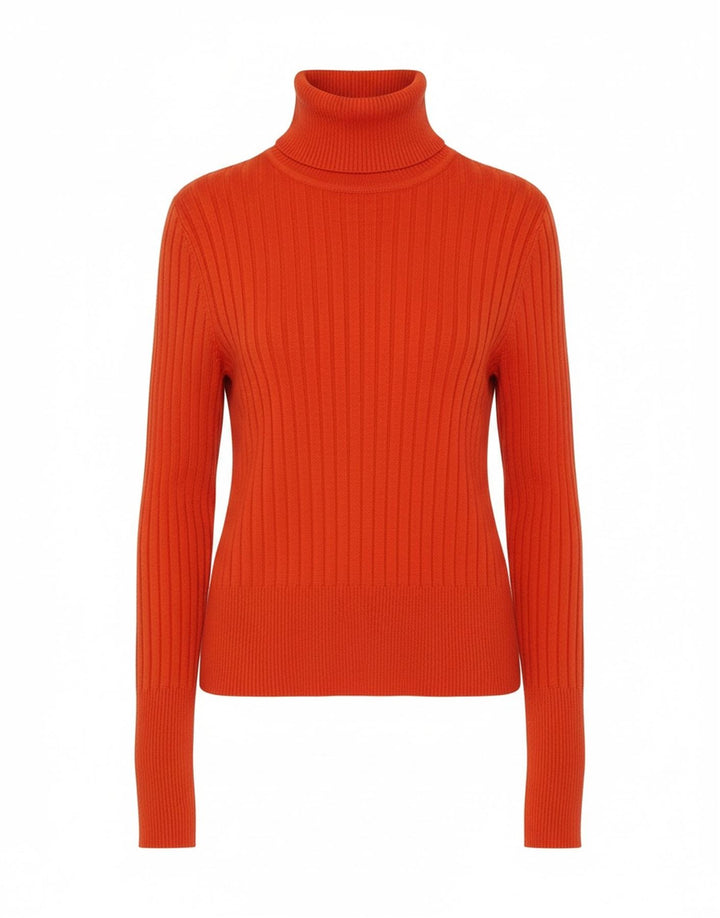 Zara Mujer Crop Roll Neck Jumper Sweater UK 12 Mediano Naranja