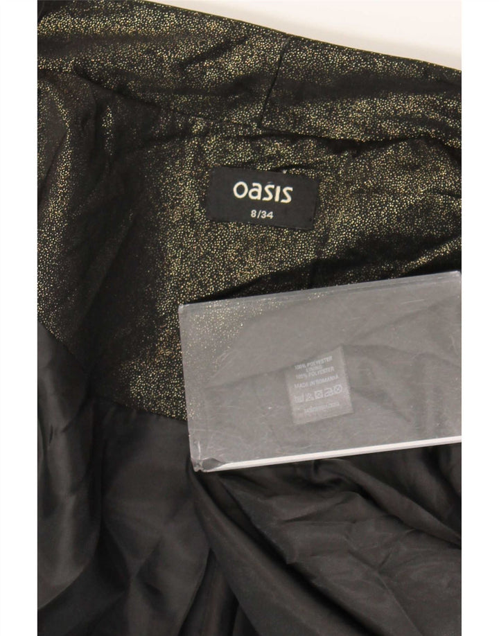 Oasis Chaqueta Blazer Abierta de Manga 3/4 para Mujer UK 8 Small Poliéster Caqui