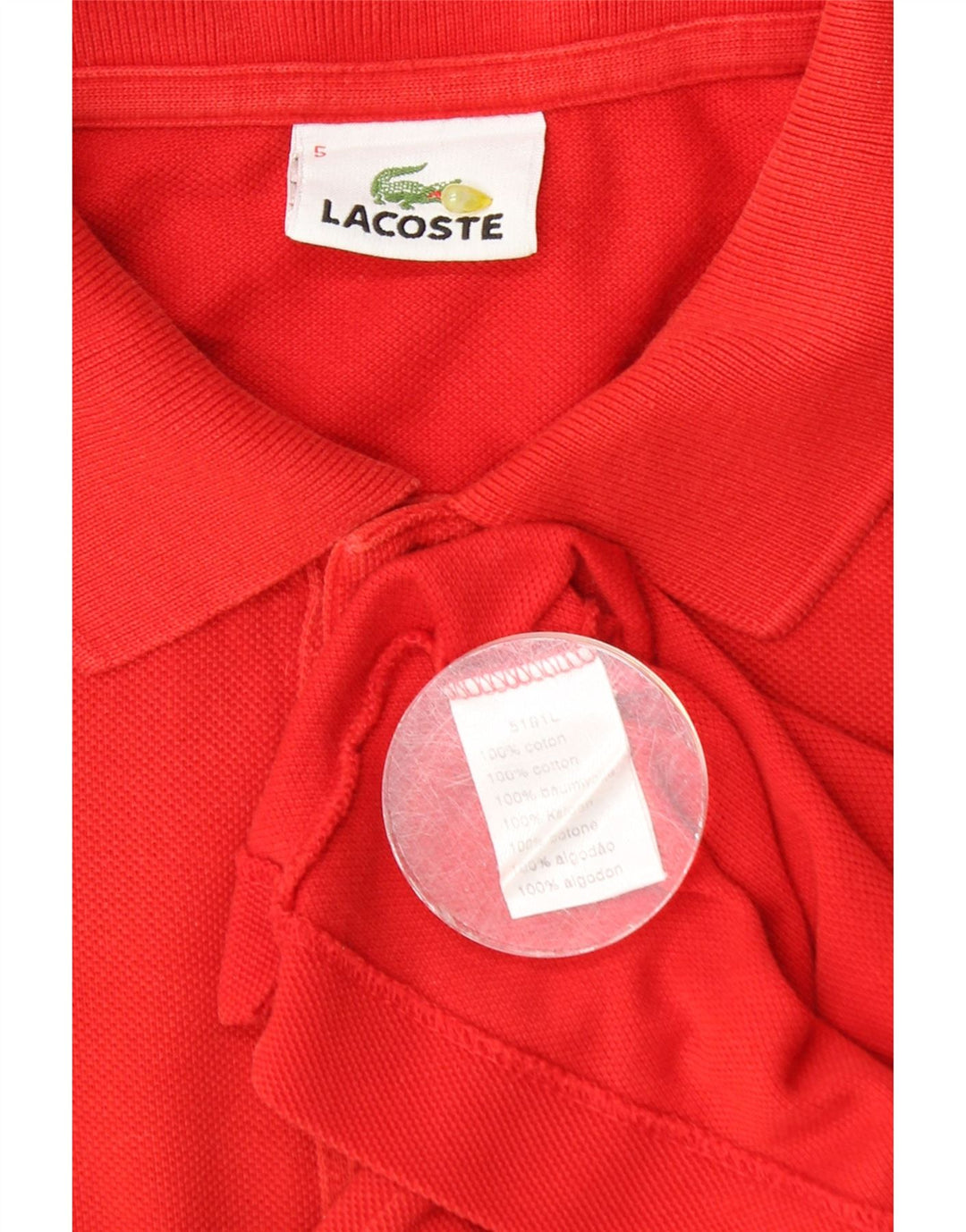 Polo Lacoste para hombre talla 5 grande algodón rojo