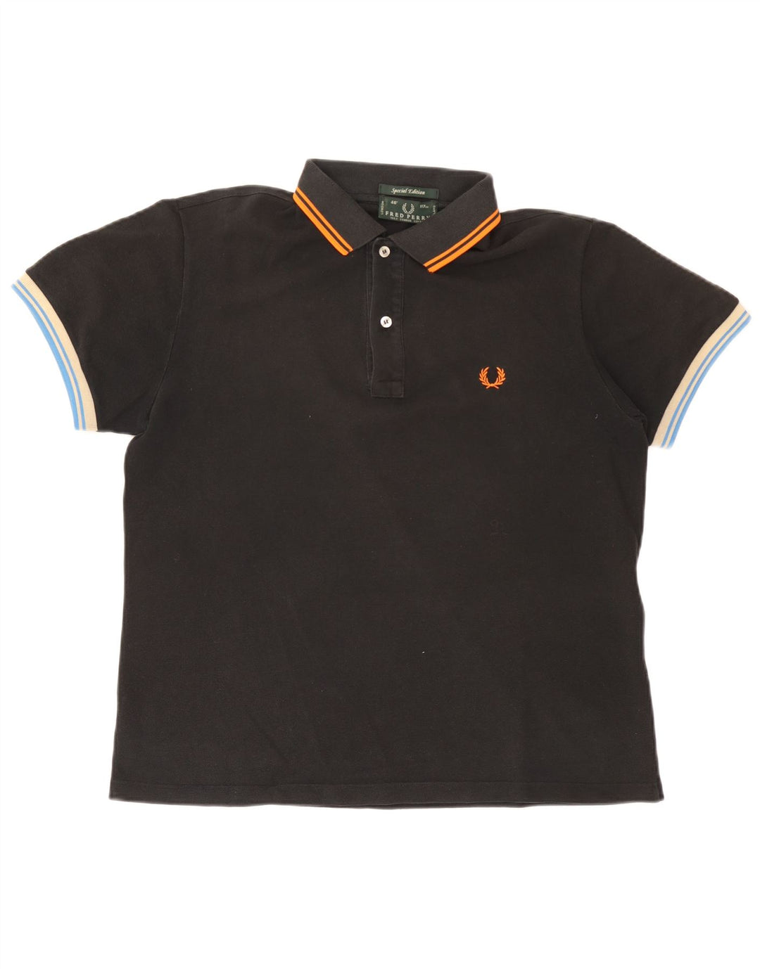 Fred Perry Polo para hombre grande de algodón negro