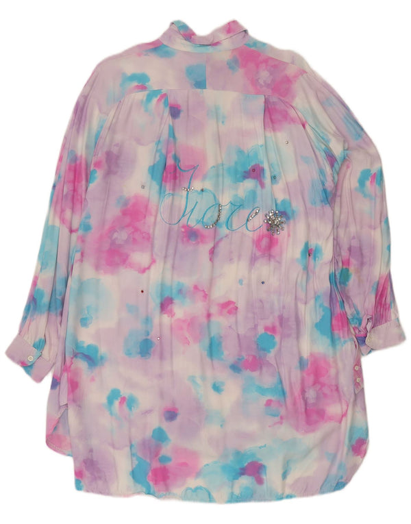 FIORE Blusa larga para mujer UK 46 Large Pink Tie Dye