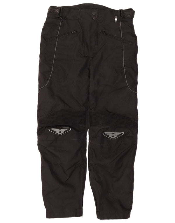 Prexport Pantalones rectos Moto Racer para hombre, talla grande, W32 L27, poliéster negro