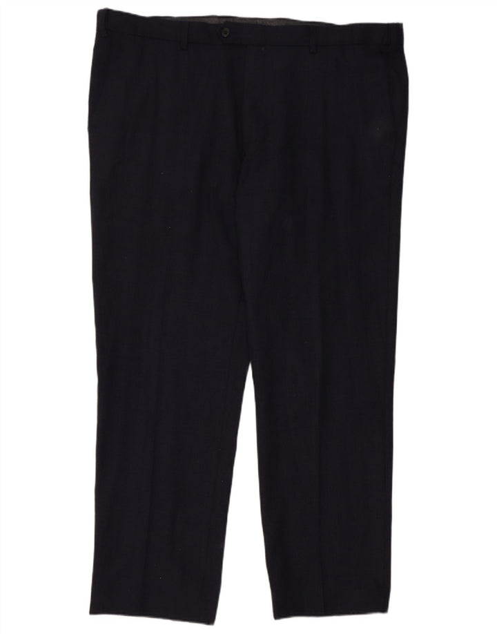Marks & Spencer Pantalones de traje a medida para hombre W42 L31 Azul marino a cuadros