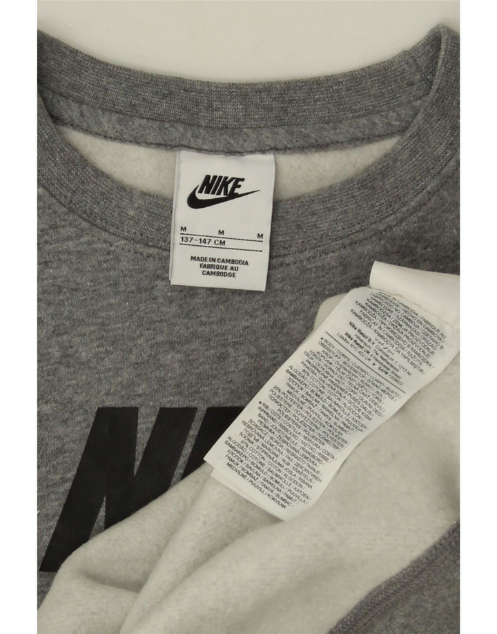 Nike - Sudadera gráfica para niño (10-11 años, algodón moteado), color gris medio