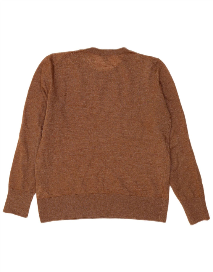 Cos Jersey de cuello redondo para mujer UK 14 Lana moteada marrón medio