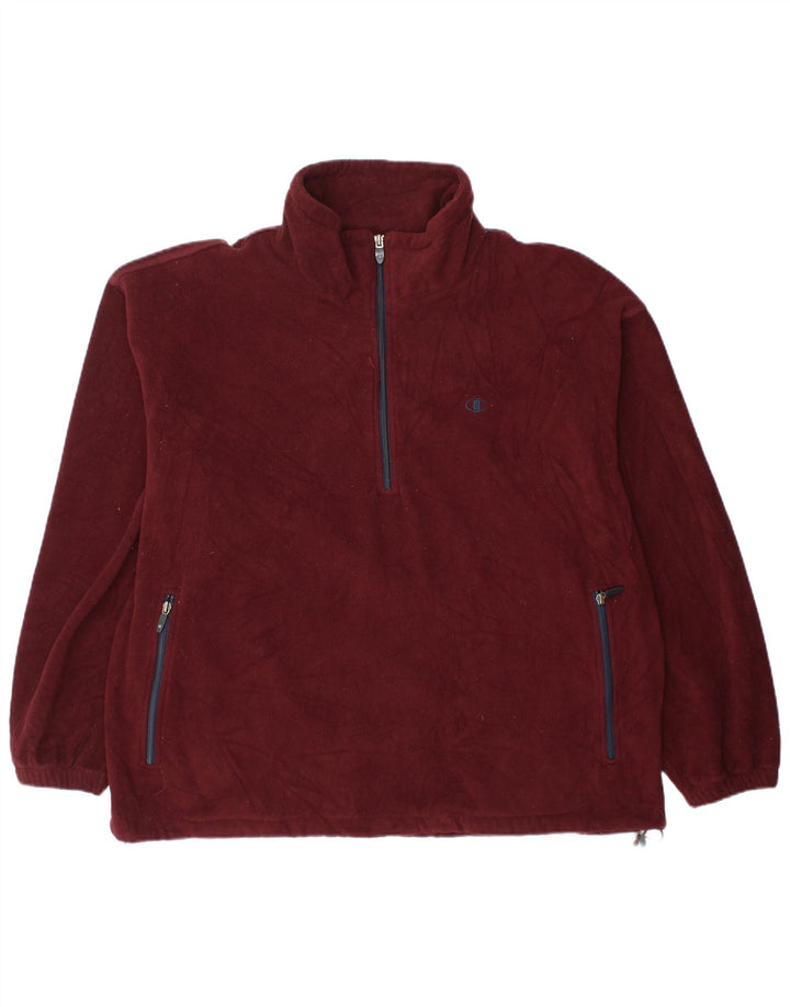 Champion Jersey de forro polar con cuello y cremallera para hombre 2XL Poliéster burdeos