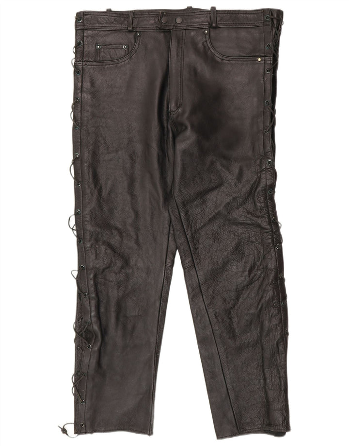 American Eagle Pantalones de cuero delgados para hombre W36 L30 Cuero negro