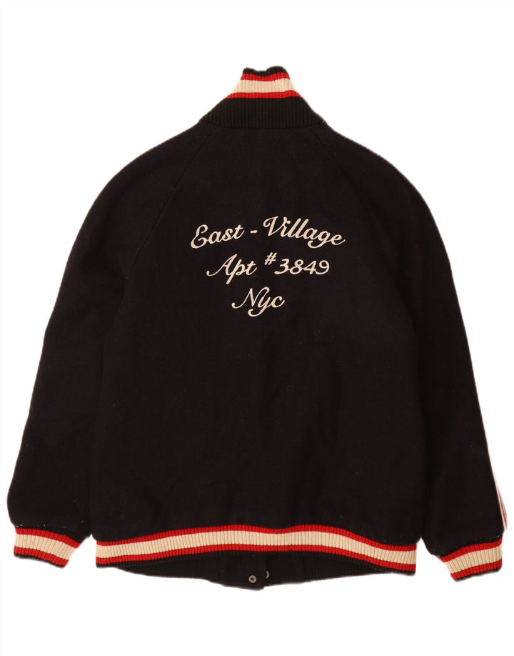 Zara Mujer Trafaluc Graphic Varsity Jacket UK 40 Grande Negro Colorblock