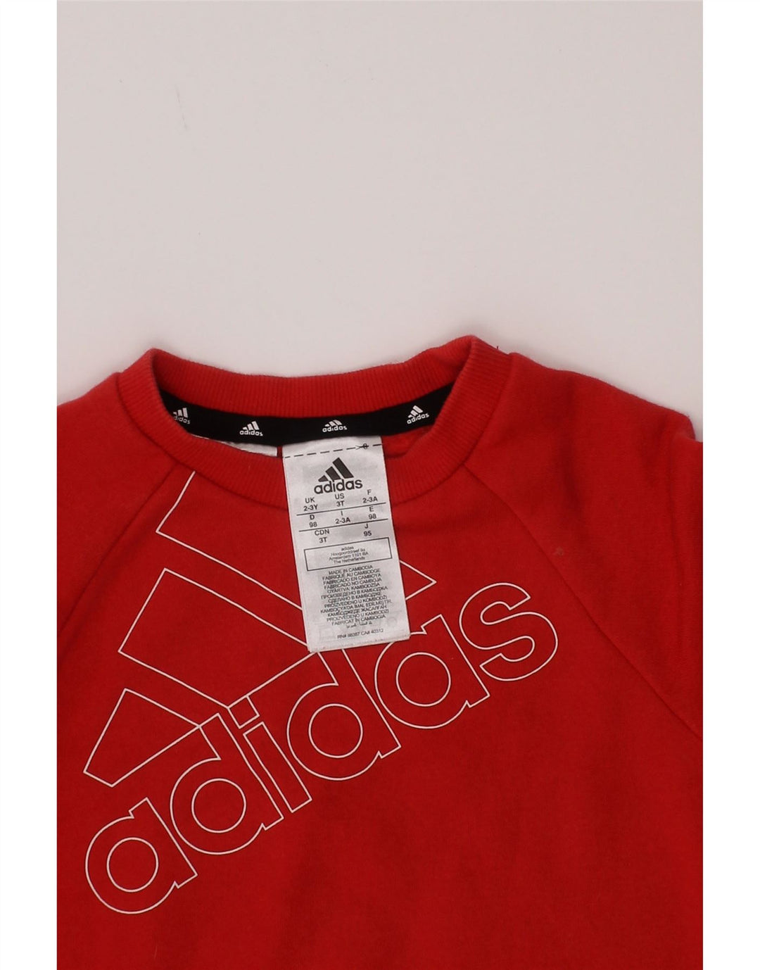 Adidas - Sudadera gráfica para niños (2-3 años, algodón), color rojo