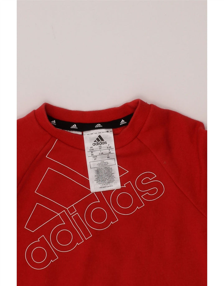 Adidas - Sudadera gráfica para niños (2-3 años, algodón), color rojo