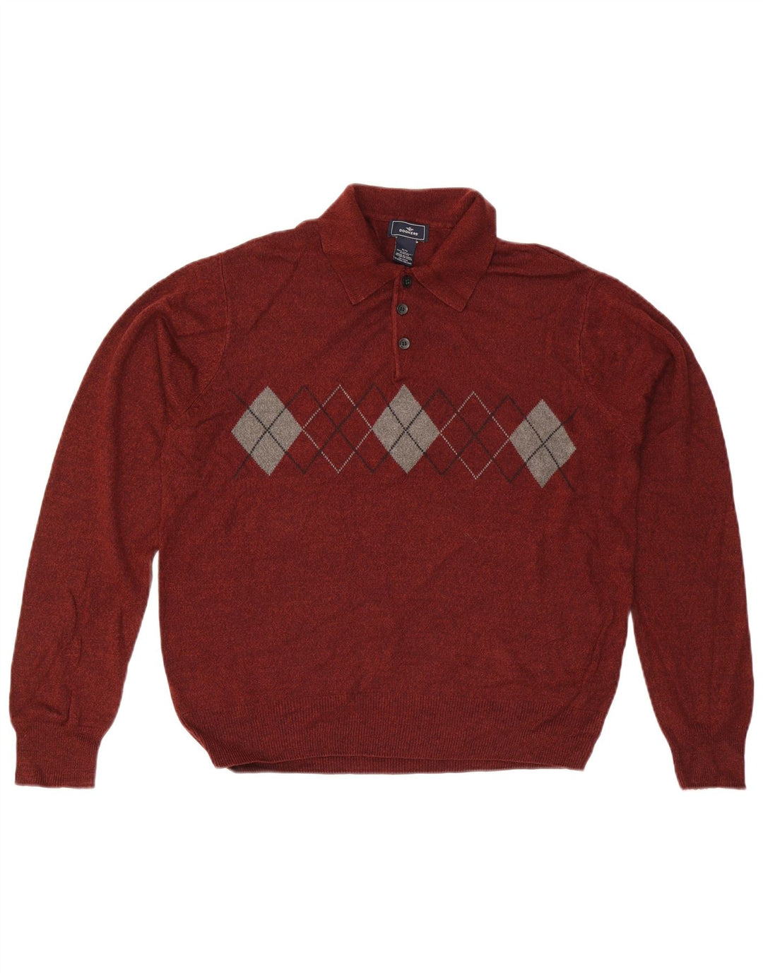 Dockers Jersey tipo polo para hombre con cuello tipo polo en color burdeos medio Argyle/Diamond