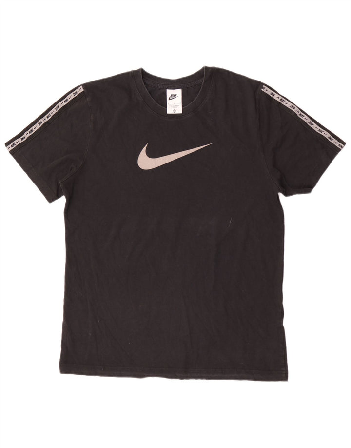 Nike Camiseta gráfica para hombre Top mediano negro de algodón con bloques de color
