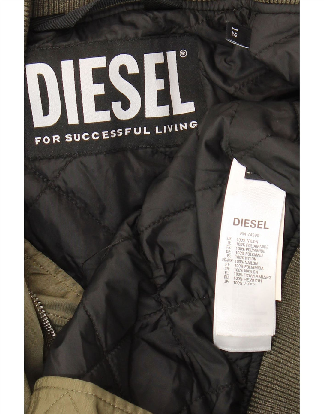 Diesel Chaqueta Bomber para Mujer UK 42 Medium Caqui Nylon