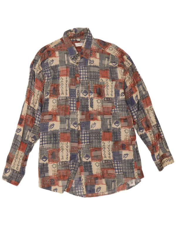 Canda Camisa Hombre Talla 41/42 16 1/2 Grande Viscosa Patchwork Multicolor