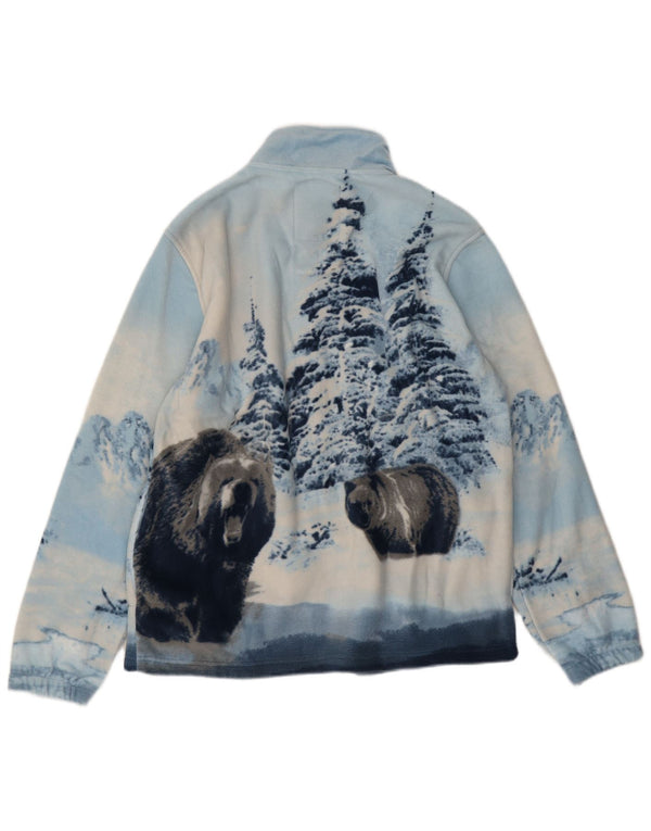 Atlas For Men Chaqueta polar gráfica para hombre ES 38 Azul medio Estampado animal