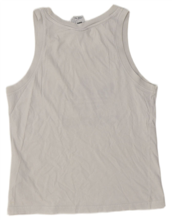 Adidas Mujer Gráfico Chaleco Top UK 10 Pequeño Algodón Blanco