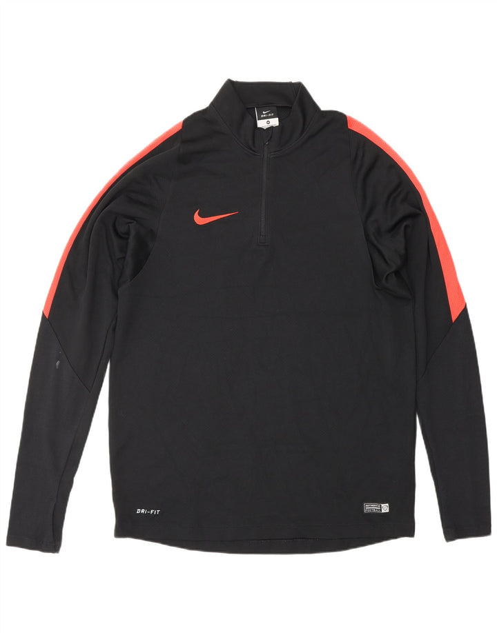 Nike Mens Zip Neck Pullover Chándal Top Medio Negro Poliéster Deportes