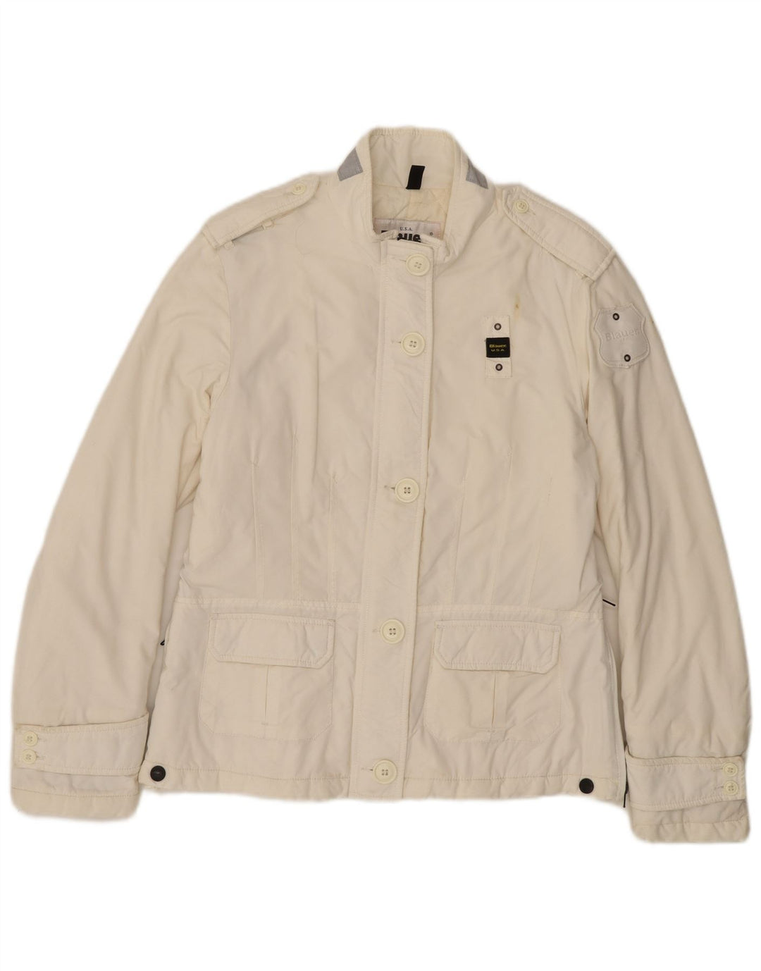 BLAUER Chaqueta militar para mujer UK 40 Grande Poliamida blanquecina