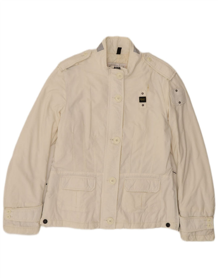 BLAUER Chaqueta militar para mujer UK 40 Grande Poliamida blanquecina