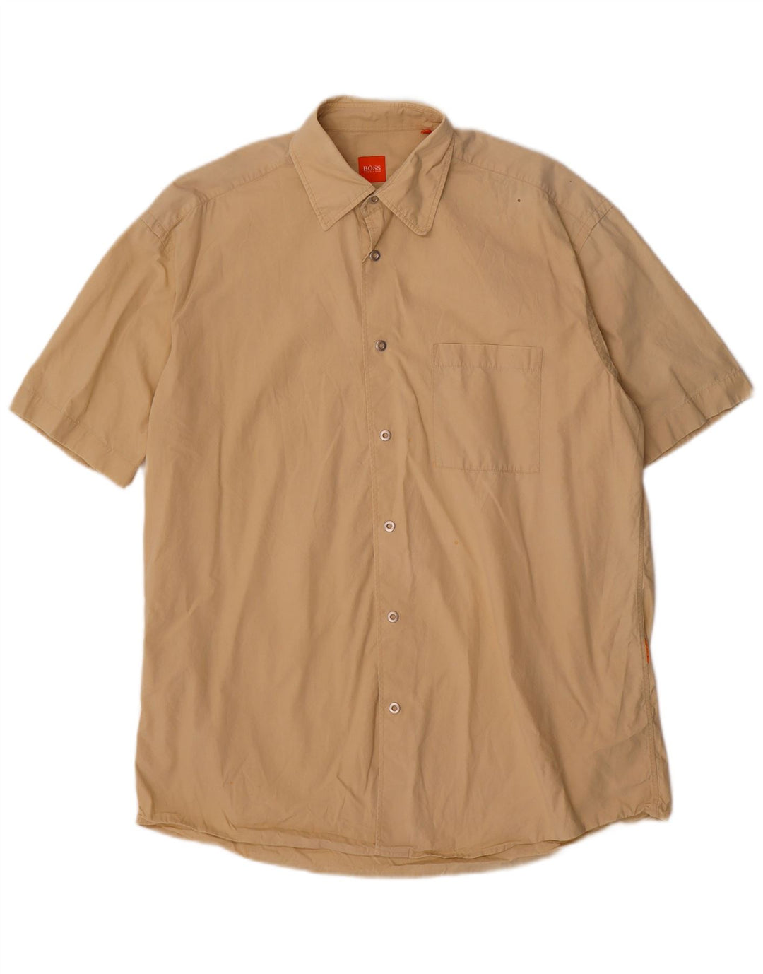 Camisa Hugo Boss Hombre Manga Corta Algodón Beige Medio