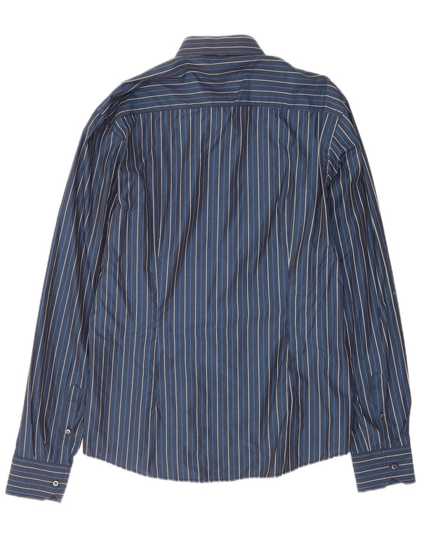 Camisa Valentino Inter Fit para hombre Talla 17 1/2 44 XL Algodón a rayas azul marino