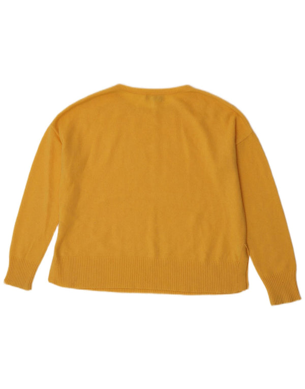 Hobbs Suéter de cuello barco de gran tamaño para mujer UK 10 Small Yellow Cashmere