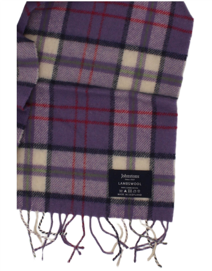 Johnstons Bufanda rectangular para mujer, talla única, lana de cordero a cuadros morados