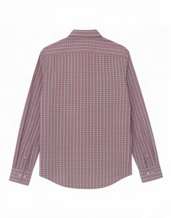 Camisa Carrera Hombre Small Azul Cuadros Algodón