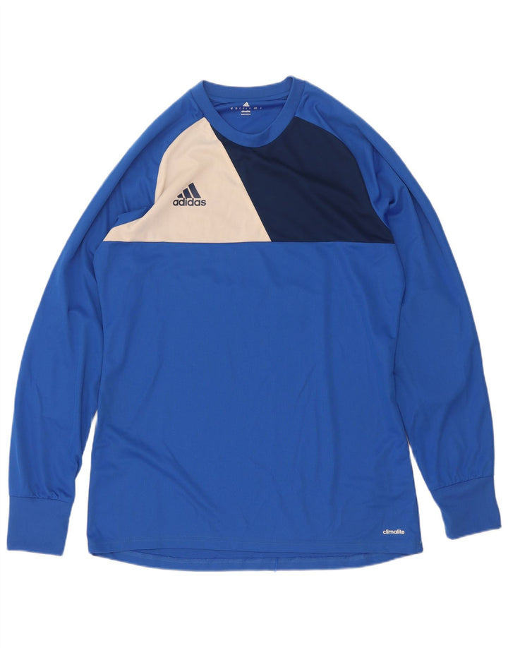 Adidas Hombre Climalite Top Manga Larga Azul Medio Colorblock Poliéster