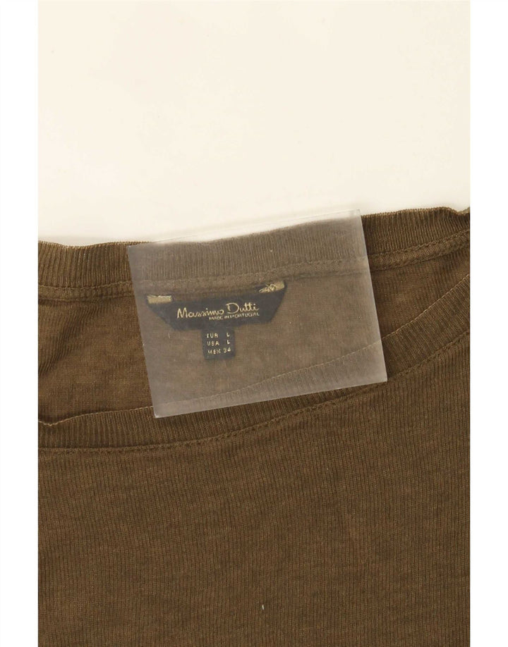 Massimo Dutti Top Mujer Manga Larga UK 46 Large Caqui