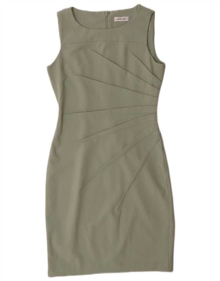 Calvin Klein Vestido ajustado sin mangas para mujer UK 12 Poliéster verde medio