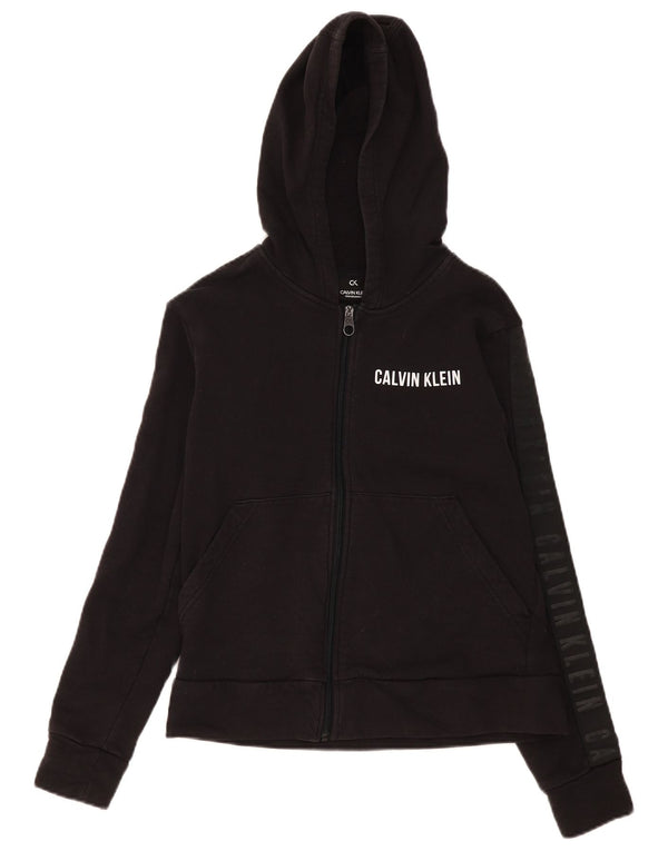 Calvin Klein Suéter con capucha y cremallera para mujer UK 14 Mediano Negro