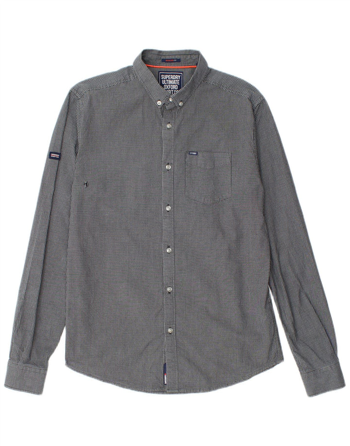 Camisa Superdry para hombre de algodón a cuadros en azul marino mediano