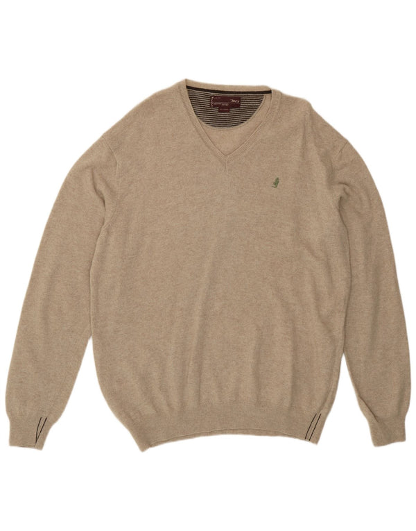 Marlboro Classics Mens V-Neck Jumper Sweater 2XL Beige