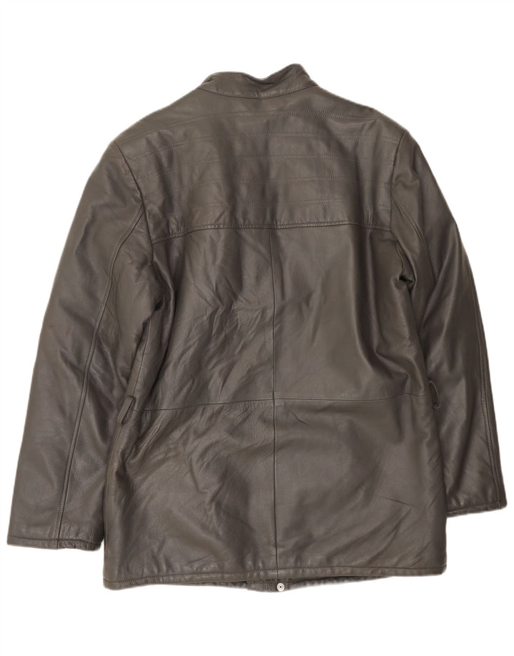 VINTAGE Chaqueta de cuero para hombre Reino Unido 38 Gris medio