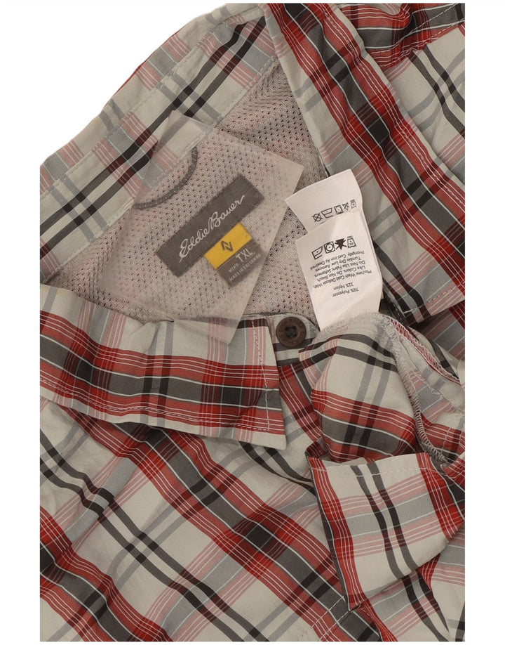 Eddie Bauer Camisa de manga corta para hombre XL Poliéster a cuadros rojos