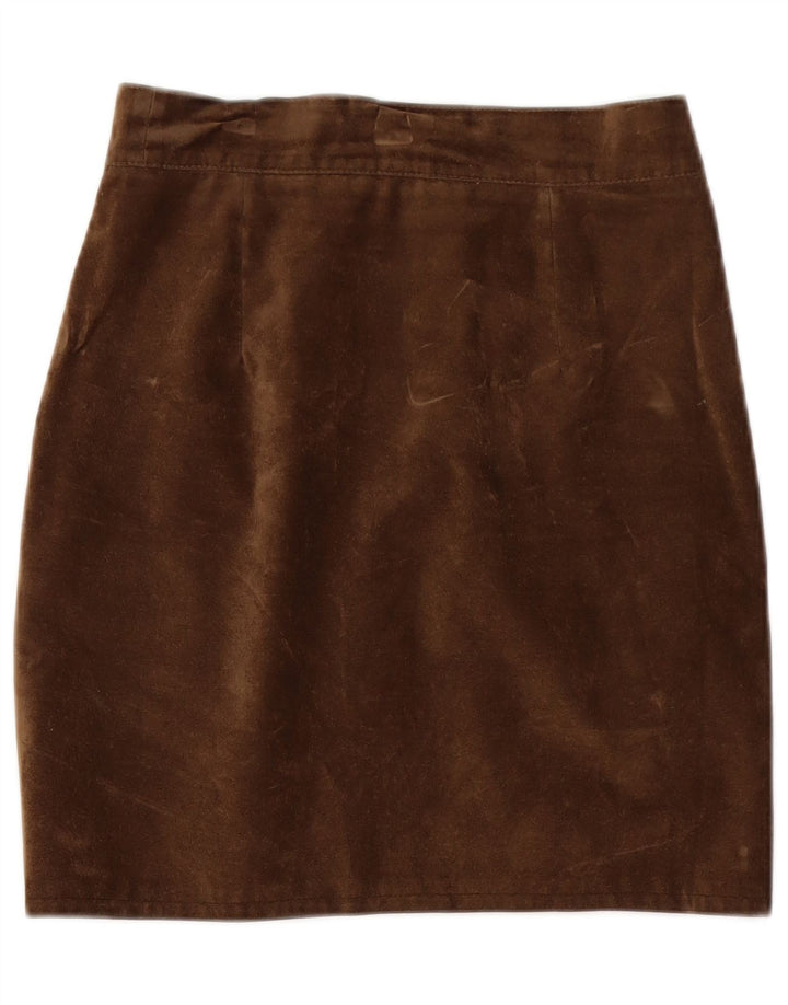 Vintage mujer ante lápiz falda W26 pequeño marrón