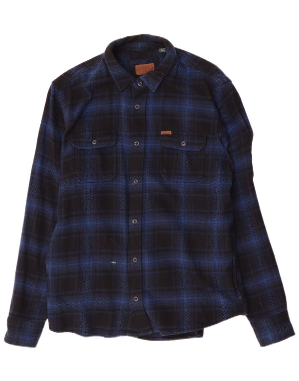 Orvis Camisa De Franela Hombre XL Algodón A Cuadros Azul Marino