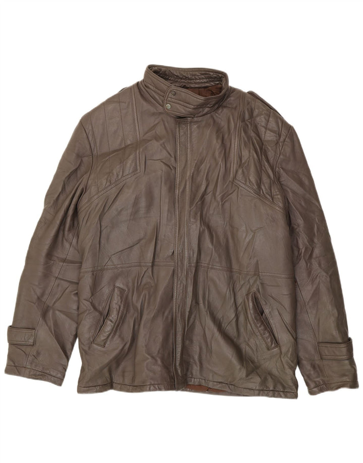 VINTAGE Chaqueta de cuero para hombre IT 54 2XL Cuero marrón