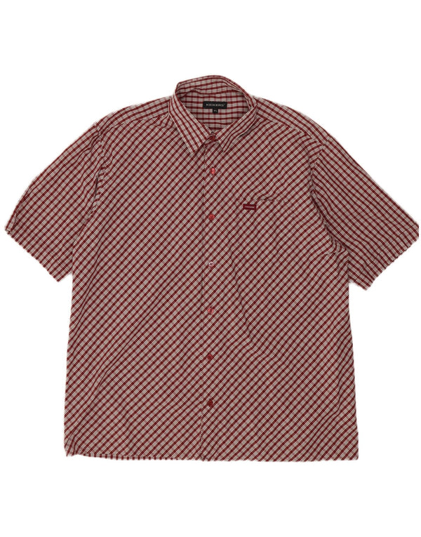 Kickers Camisa Manga Corta Hombre XL Borgoña Cuadros Algodón