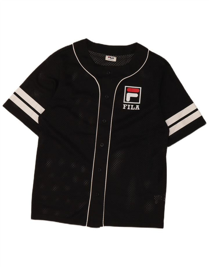 Fila Mens Graphic Jersey Top Small Negro Colorblock Poliéster