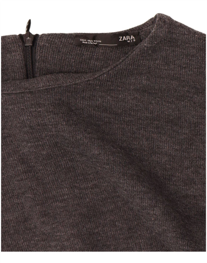 Zara Mujer Vestido Jersey UK 8 Pequeño Algodón Gris