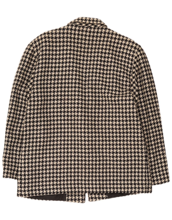 Vintage mujer 1 botón Blazer chaqueta Reino Unido 14 mediano negro Houndstooth