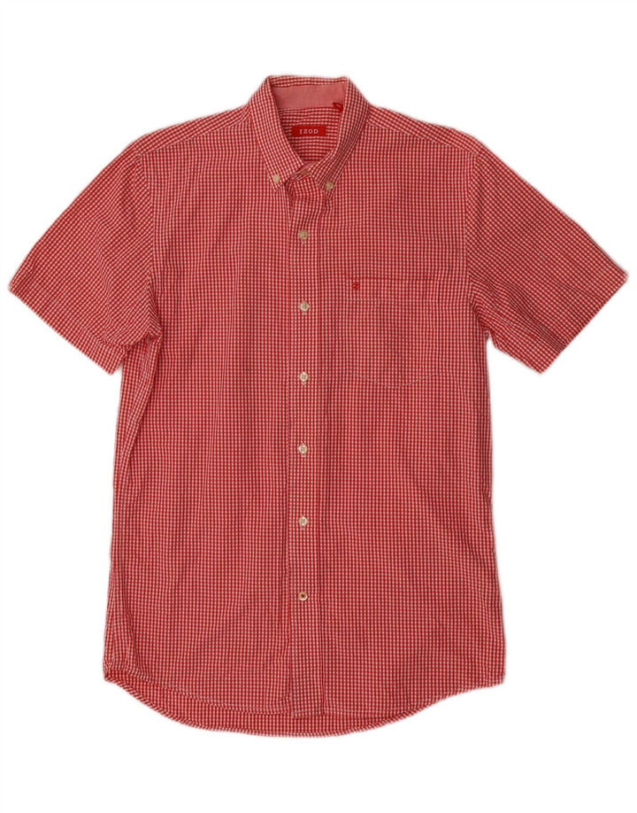 Izod Camisa De Manga Corta Para Hombre Small Red Gingham Cotton