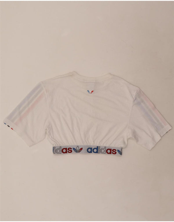 Adidas Camiseta corta gráfica para mujer UK 8 Small White Colourblock