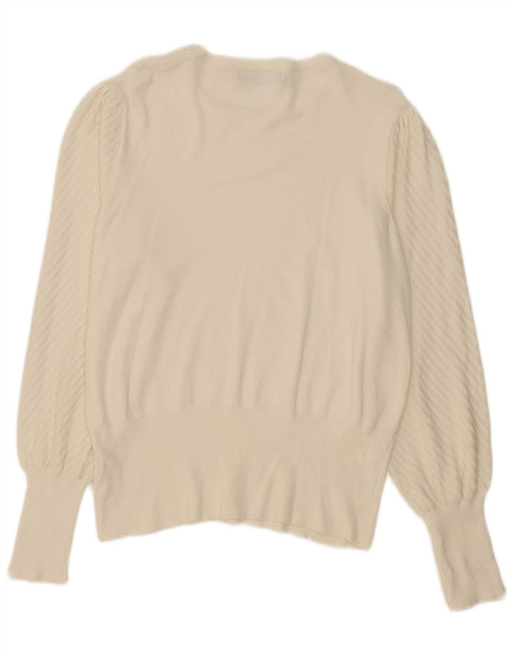 Marks & Spencer Suéter tipo jersey con cuello barco para mujer UK 14 Medium Off White