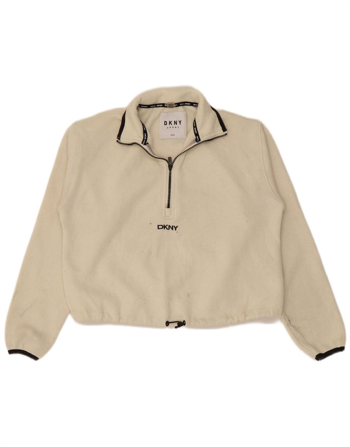 Dkny Sudadera extragrande con cremallera de 1/4 para mujer UK 6 XS Off White Poliéster